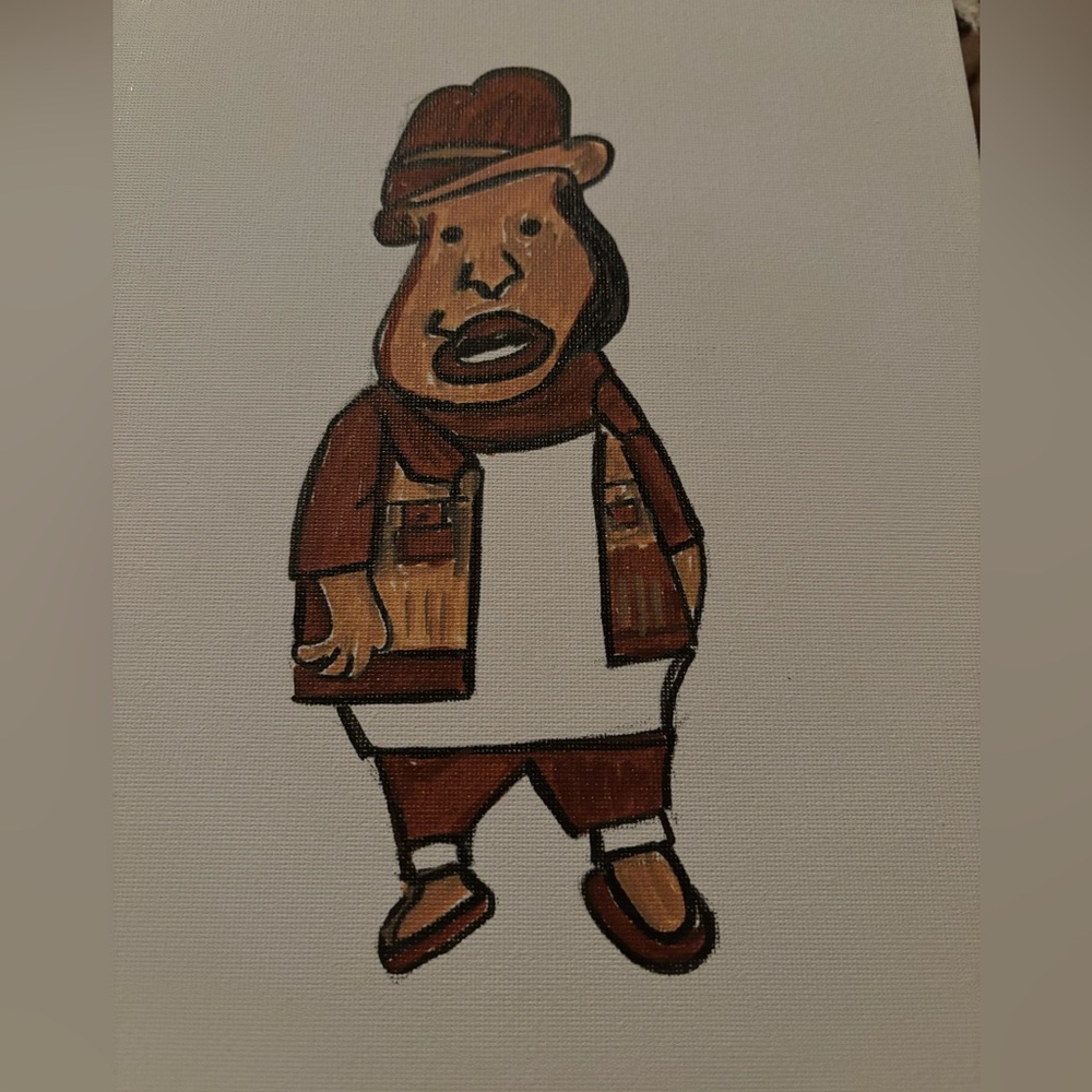 Brown Character Illustration Canvas Wall Art - Home Art